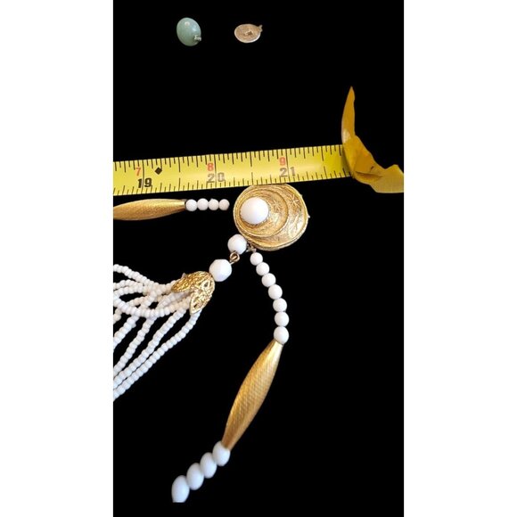 STUNNING 1950'S ORIGINAL by ROBERT Multistrand BEAD WHITE GOLD  20" NECKLACE - Picture 5 of 14